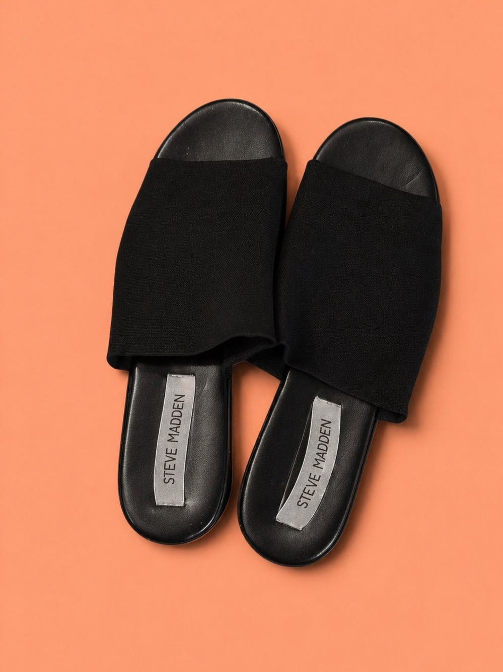 Steve Madden Black Platform Slide Sandals - Wide Band - Picture 2 of 2